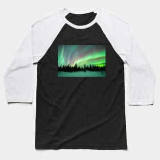 Rainbow Aurora Borealis in a Black Spruce Forest in Alaska Baseball T-Shirt
